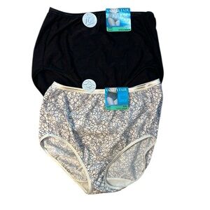 NWT 2 Vanity Fair Illumination 13109 Black Blue/White Brief Underwear Size 8/XL